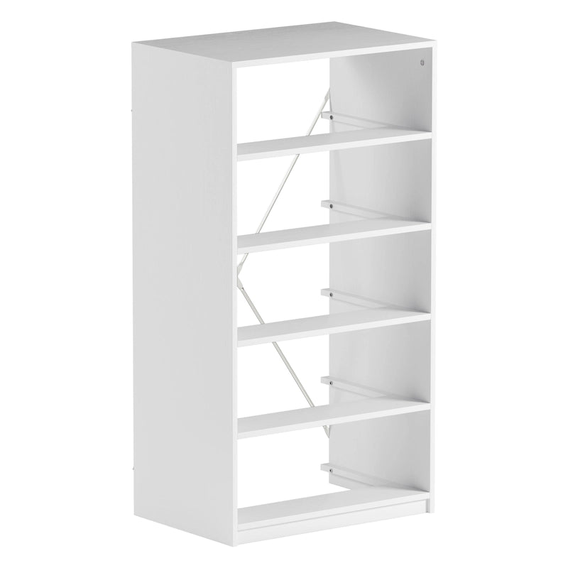 Comodino moderno a 5 cassetti in tessuto con struttura in MDF – Nero/Bianco, singolo