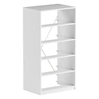 Comodino moderno a 5 cassetti in tessuto con struttura in MDF – Nero/Bianco, singolo