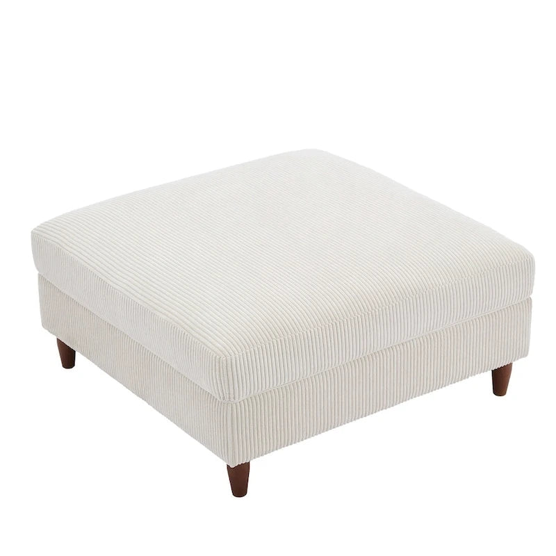 Poggiapiedi Pouf in Velluto a Coste con Gambe in Legno – Colori Multipli, Singolo