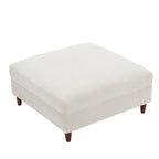 Poggiapiedi Pouf in Velluto a Coste con Gambe in Legno – Colori Multipli, Singolo