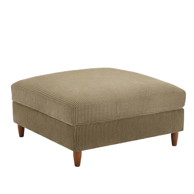 Poggiapiedi Pouf in Velluto a Coste con Gambe in Legno – Colori Multipli, Singolo