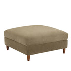 Poggiapiedi Pouf in Velluto a Coste con Gambe in Legno – Colori Multipli, Singolo