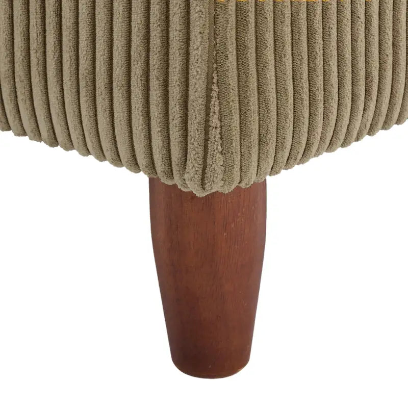 Poggiapiedi Pouf in Velluto a Coste con Gambe in Legno – Colori Multipli, Singolo