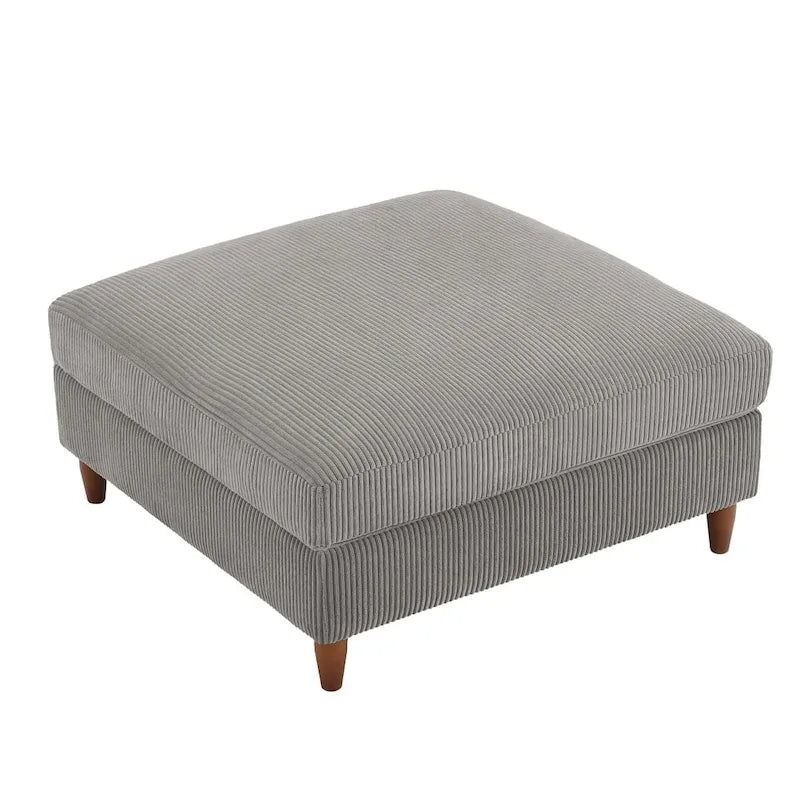 Poggiapiedi Pouf in Velluto a Coste con Gambe in Legno – Colori Multipli, Singolo