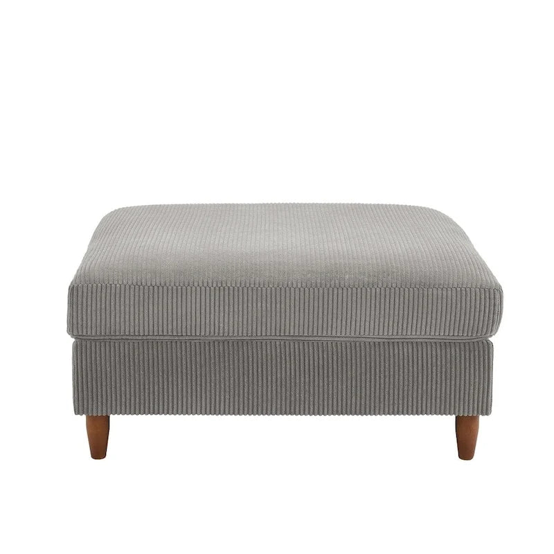 Poggiapiedi Pouf in Velluto a Coste con Gambe in Legno – Colori Multipli, Singolo
