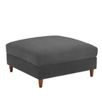 Poggiapiedi Pouf in Velluto a Coste con Gambe in Legno – Colori Multipli, Singolo