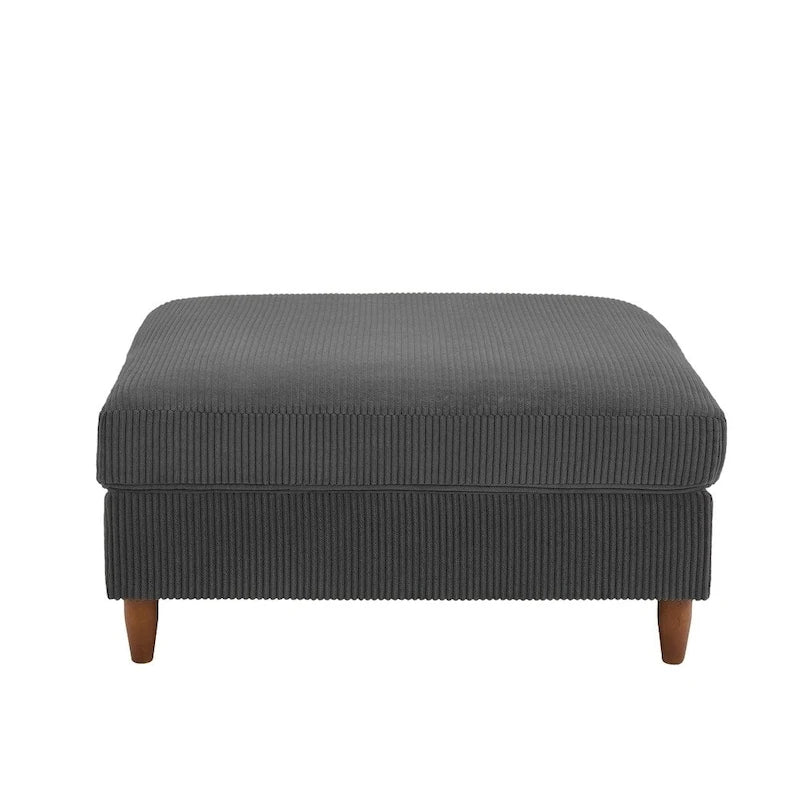 Poggiapiedi Pouf in Velluto a Coste con Gambe in Legno – Colori Multipli, Singolo