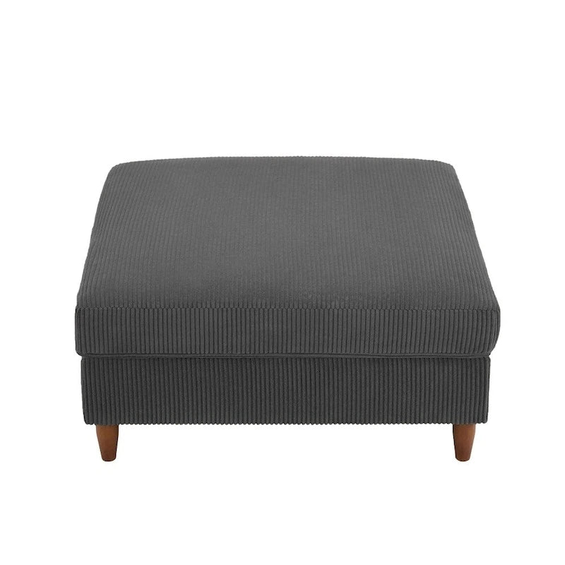 Poggiapiedi Pouf in Velluto a Coste con Gambe in Legno – Colori Multipli, Singolo