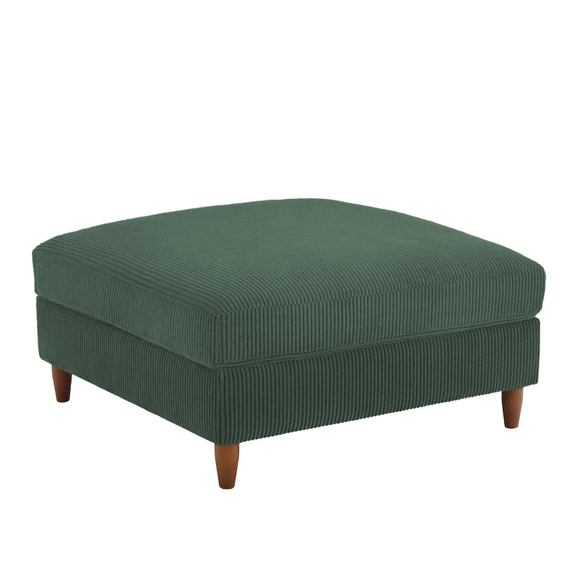 Poggiapiedi Pouf in Velluto a Coste con Gambe in Legno – Colori Multipli, Singolo