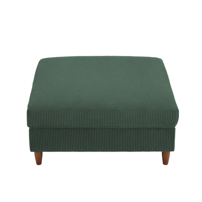 Poggiapiedi Pouf in Velluto a Coste con Gambe in Legno – Colori Multipli, Singolo