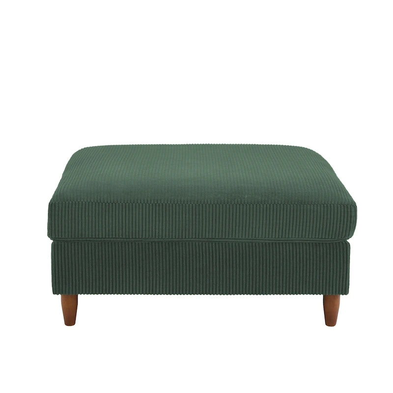 Poggiapiedi Pouf in Velluto a Coste con Gambe in Legno – Colori Multipli, Singolo