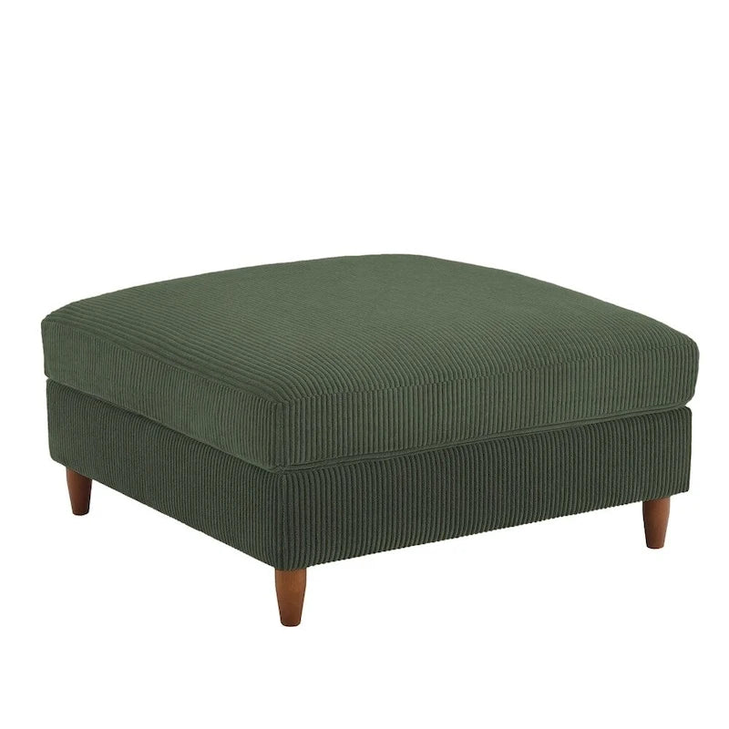 Poggiapiedi Pouf in Velluto a Coste con Gambe in Legno – Colori Multipli, Singolo