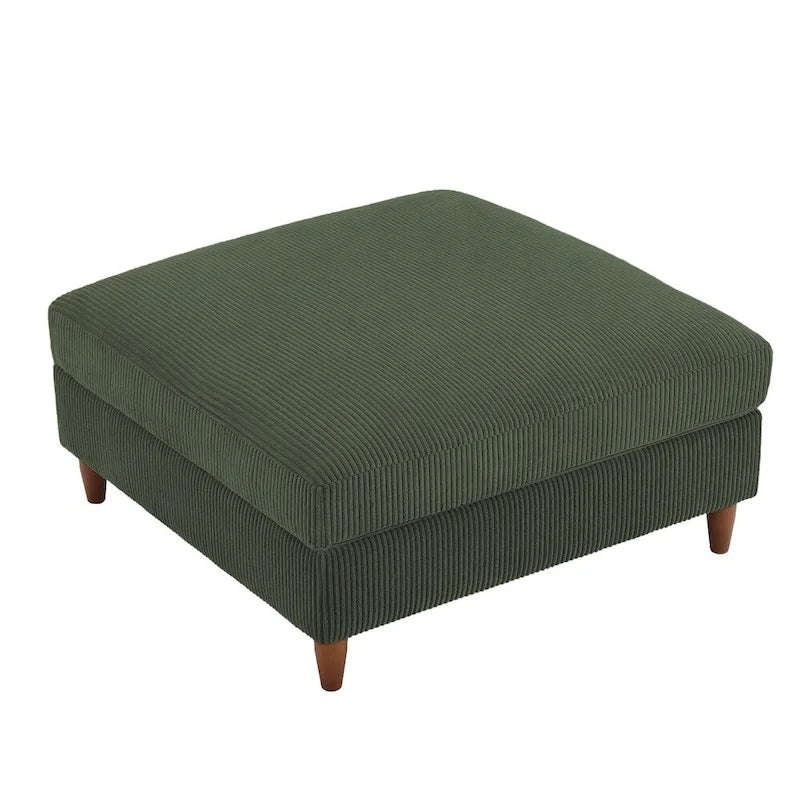 Poggiapiedi Pouf in Velluto a Coste con Gambe in Legno – Colori Multipli, Singolo