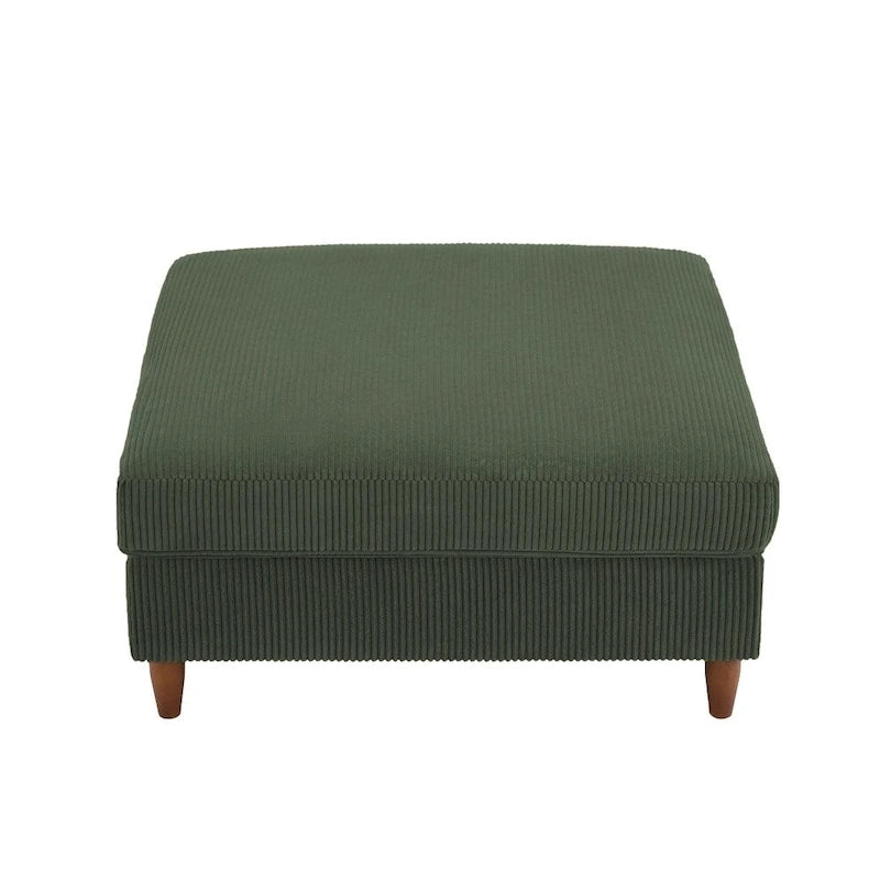 Poggiapiedi Pouf in Velluto a Coste con Gambe in Legno – Colori Multipli, Singolo