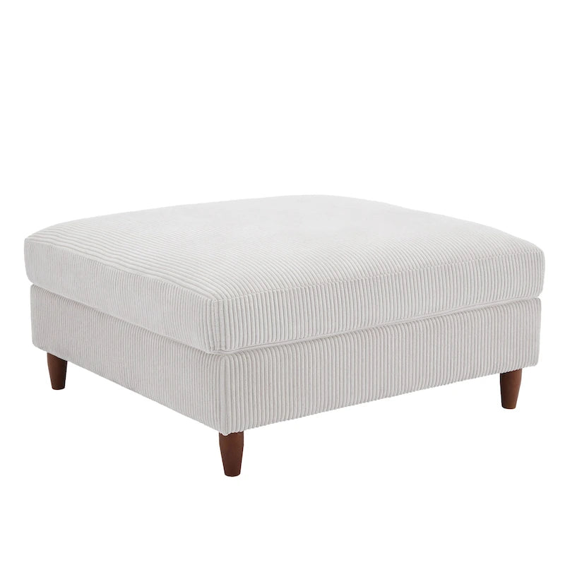 Poggiapiedi Pouf in Velluto a Coste con Gambe in Legno – Colori Multipli, Singolo