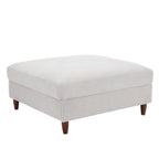 Poggiapiedi Pouf in Velluto a Coste con Gambe in Legno – Colori Multipli, Singolo