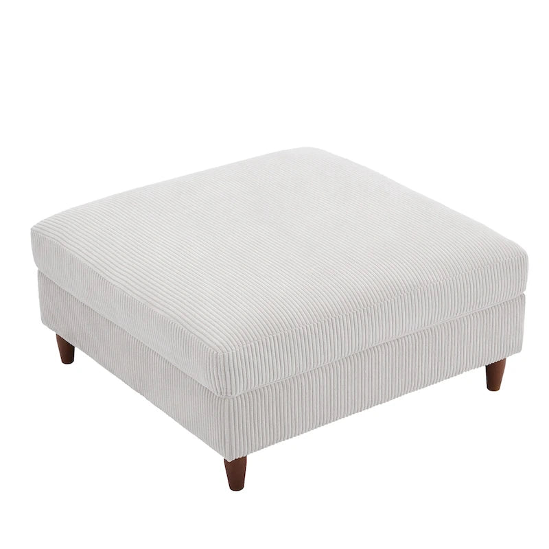 Poggiapiedi Pouf in Velluto a Coste con Gambe in Legno – Colori Multipli, Singolo
