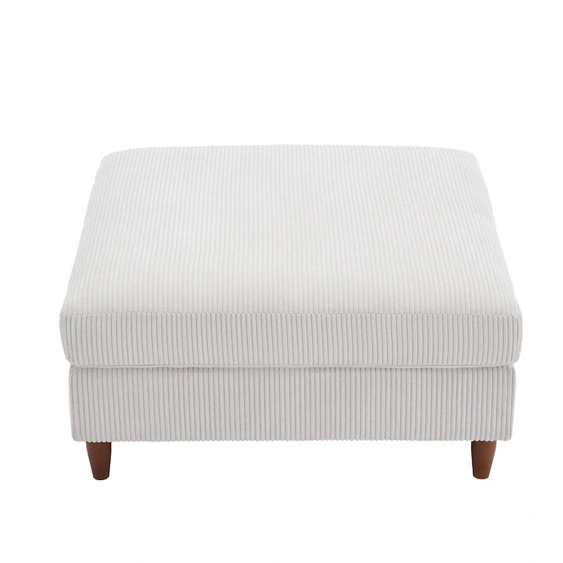 Poggiapiedi Pouf in Velluto a Coste con Gambe in Legno – Colori Multipli, Singolo