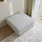 Poggiapiedi Pouf in Velluto a Coste con Gambe in Legno – Colori Multipli, Singolo