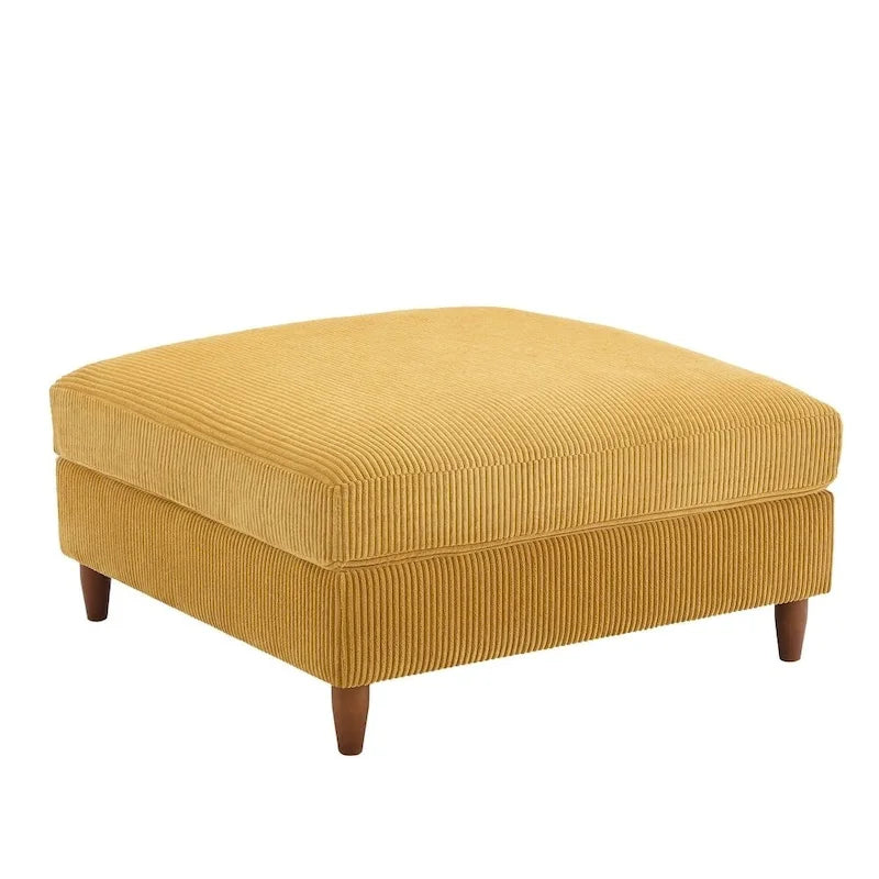 Poggiapiedi Pouf in Velluto a Coste con Gambe in Legno – Colori Multipli, Singolo