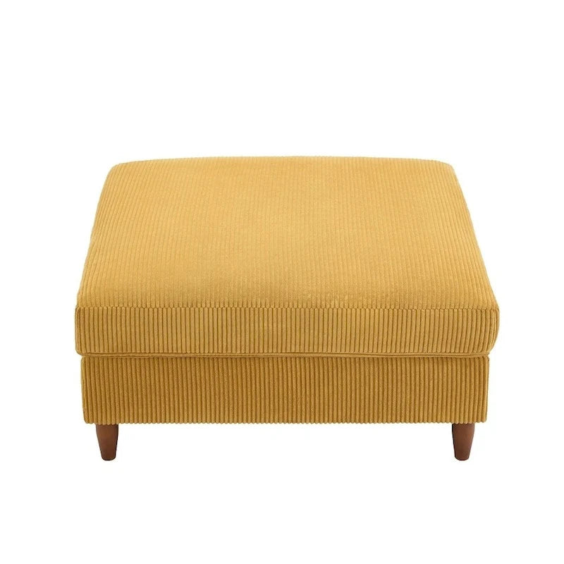 Poggiapiedi Pouf in Velluto a Coste con Gambe in Legno – Colori Multipli, Singolo