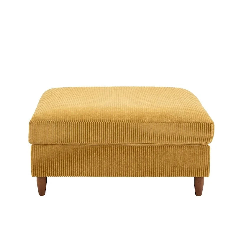 Poggiapiedi Pouf in Velluto a Coste con Gambe in Legno – Colori Multipli, Singolo
