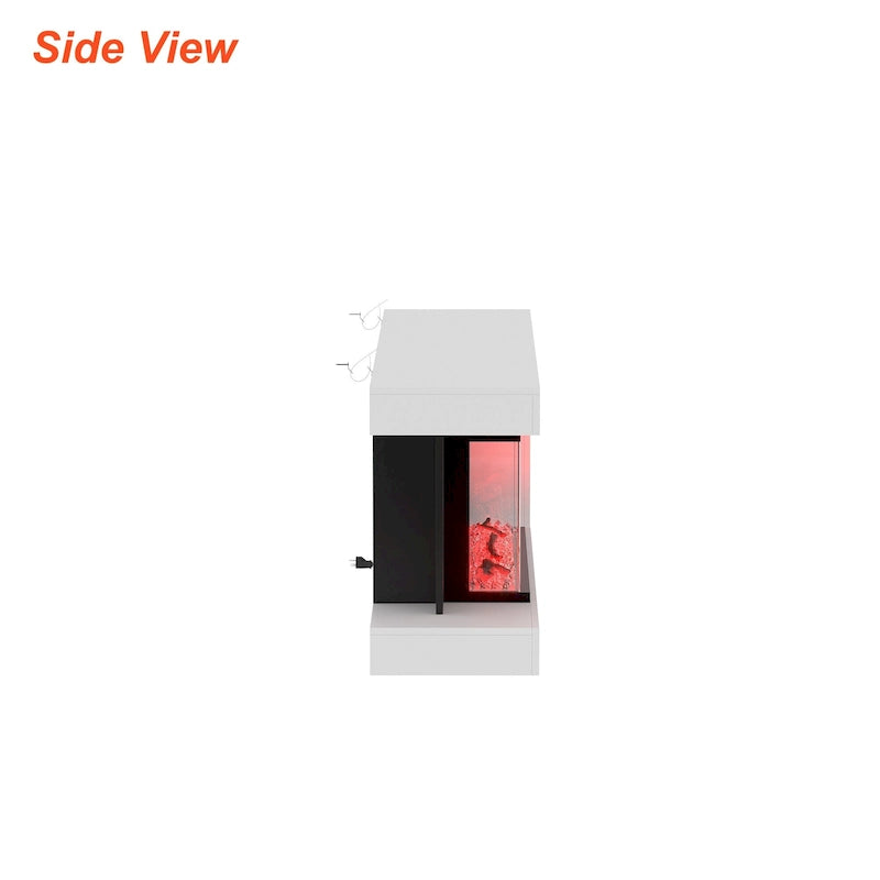 Mobile TV con caminetto elettrico con effetti fiamma a 12 colori e telecomando – Bianco, singolo