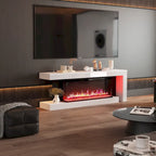 Mobile TV con caminetto elettrico con effetti fiamma a 12 colori e telecomando – Bianco, singolo