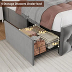 Struttura letto in velluto con testiera ad alette, illuminazione LED e stazione di ricarica – Matrimoniale / King Size, 2 posti letto