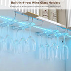 Mobile bar scanalato da 72 pollici con luci LED RGB, portabottiglie e stazione di ricarica – Quercia Naturale / Noce Scuro / Bianco Antico, Singolo
