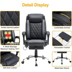 Sedia da ufficio direzionale riscaldata ergonomica con massaggio, poggiapiedi a scomparsa e pelle PU – Marrone / Nero / Giallo, Singola