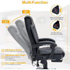 Sedia da ufficio direzionale riscaldata ergonomica con massaggio, poggiapiedi a scomparsa e pelle PU – Marrone / Nero / Giallo, Singola