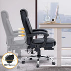 Sedia da ufficio direzionale riscaldata ergonomica con massaggio, poggiapiedi a scomparsa e pelle PU – Marrone / Nero / Giallo, Singola