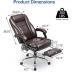 Sedia da ufficio direzionale riscaldata ergonomica con massaggio, poggiapiedi a scomparsa e pelle PU – Marrone / Nero / Giallo, Singola
