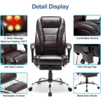 Sedia da ufficio direzionale riscaldata ergonomica con massaggio, poggiapiedi a scomparsa e pelle PU – Marrone / Nero / Giallo, Singola