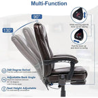 Sedia da ufficio direzionale riscaldata ergonomica con massaggio, poggiapiedi a scomparsa e pelle PU – Marrone / Nero / Giallo, Singola