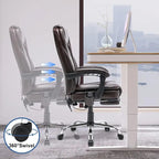 Sedia da ufficio direzionale riscaldata ergonomica con massaggio, poggiapiedi a scomparsa e pelle PU – Marrone / Nero / Giallo, Singola