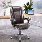Sedia da ufficio direzionale riscaldata ergonomica con massaggio, poggiapiedi a scomparsa e pelle PU – Marrone / Nero / Giallo, Singola