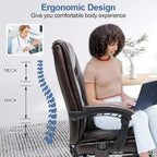 Sedia da ufficio direzionale riscaldata ergonomica con massaggio, poggiapiedi a scomparsa e pelle PU – Marrone / Nero / Giallo, Singola