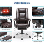 Sedia da ufficio direzionale riscaldata ergonomica con massaggio, poggiapiedi a scomparsa e pelle PU – Marrone / Nero / Giallo, Singola