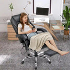 Sedia da ufficio direzionale riscaldata ergonomica con massaggio, poggiapiedi a scomparsa e pelle PU – Marrone / Nero / Giallo, Singola