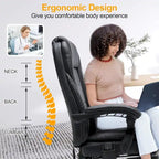 Sedia da ufficio direzionale riscaldata ergonomica con massaggio, poggiapiedi a scomparsa e pelle PU – Marrone / Nero / Giallo, Singola