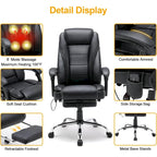 Sedia da ufficio direzionale riscaldata ergonomica con massaggio, poggiapiedi a scomparsa e pelle PU – Marrone / Nero / Giallo, Singola