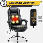 Sedia da ufficio direzionale riscaldata ergonomica con massaggio, poggiapiedi a scomparsa e pelle PU – Marrone / Nero / Giallo, Singola