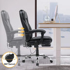 Sedia da ufficio direzionale riscaldata ergonomica con massaggio, poggiapiedi a scomparsa e pelle PU – Marrone / Nero / Giallo, Singola