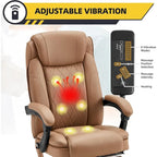Sedia da ufficio direzionale riscaldata ergonomica con massaggio, poggiapiedi a scomparsa e pelle PU – Marrone / Nero / Giallo, Singola