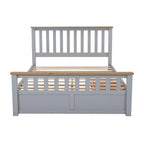 Letto a piattaforma Queen Gray & Natural Pine con testiera, pediera e 2 cassetti – Grigio, Posti letto 2