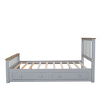 Letto a piattaforma Queen Gray & Natural Pine con testiera, pediera e 2 cassetti – Grigio, Posti letto 2