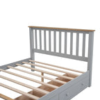 Letto a piattaforma Queen Gray & Natural Pine con testiera, pediera e 2 cassetti – Grigio, Posti letto 2