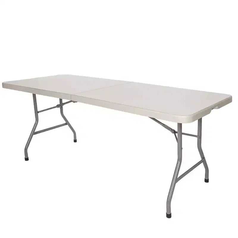 Hampden Furnishings 30"x72" Baldwin Collection Fold-In-Half Table Gray: Portable, Sturdy, No Assembly, 5-Year Warranty